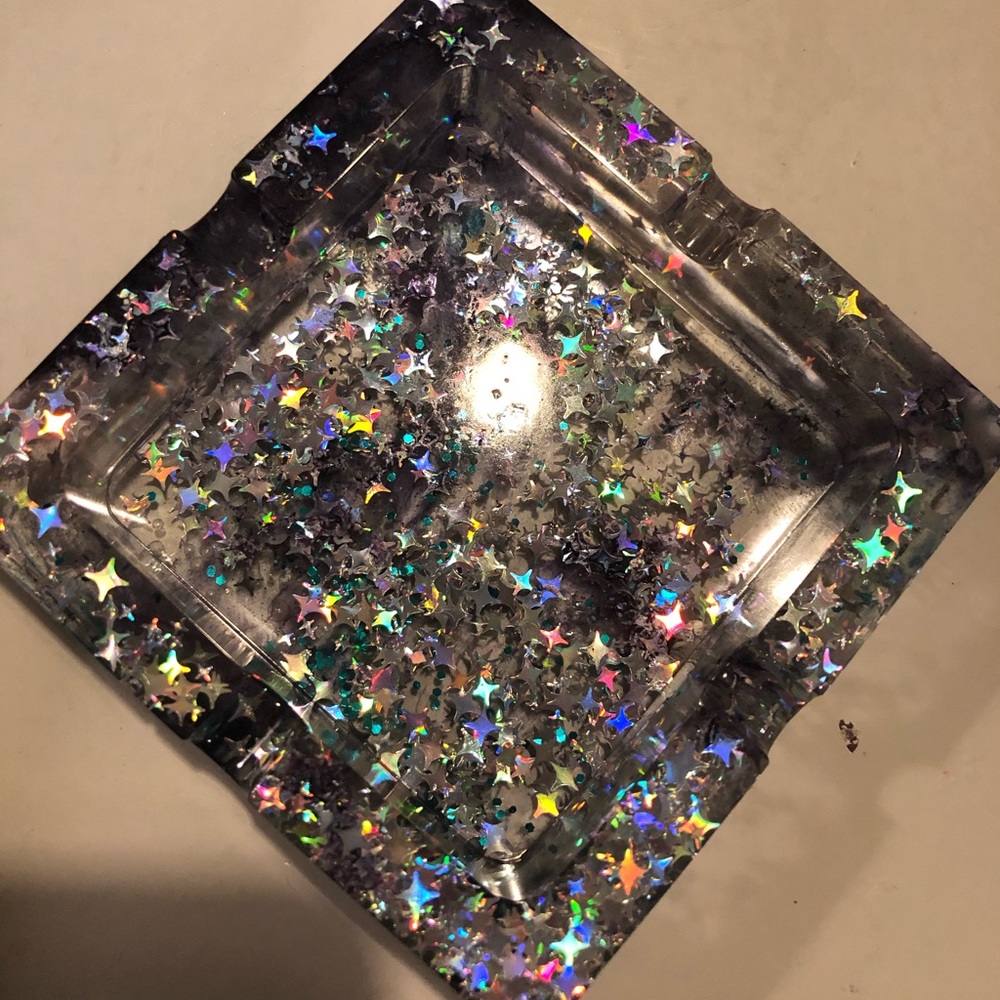 Silver & purple splash ashtray